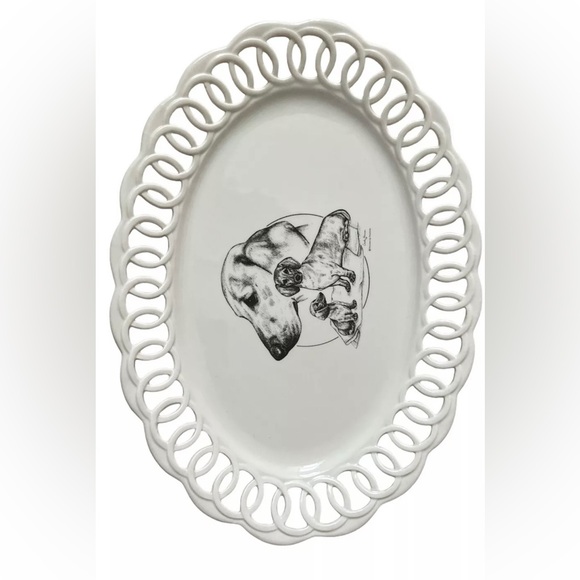 Large White 16” Decorative Dachshund Platter New - Picture 4 of 6